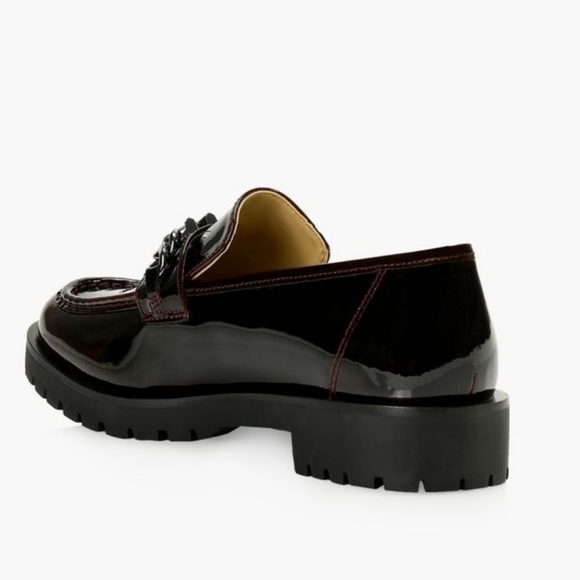 Micheal Kors Blaine Loafer Size 8 Burgundy/Gunmetal Chain Logo - Picture 4 of 16